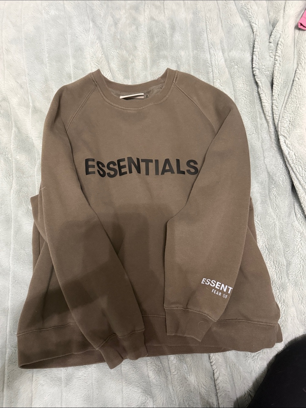 Essentials Men’s Crewneck Sweatshirt in Brown with Black Logo